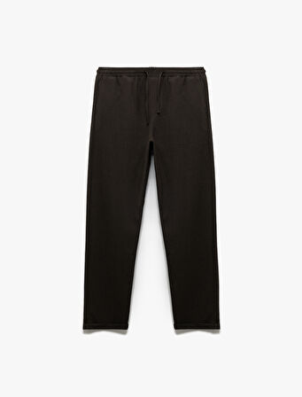 Dokulu Viskon Karışımlı Chino Cep Detaylı Beli Bağcıklı Pantolon