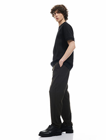 Dokulu Viskon Karışımlı Chino Cep Detaylı Beli Bağcıklı Pantolon