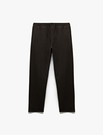 Dokulu Viskon Karışımlı Chino Cep Detaylı Beli Bağcıklı Pantolon
