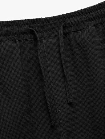 Dokulu Viskon Karışımlı Chino Cep Detaylı Beli Bağcıklı Pantolon