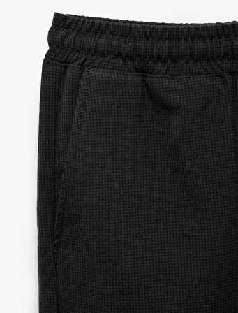 Dokulu Viskon Karışımlı Chino Cep Detaylı Beli Bağcıklı Pantolon