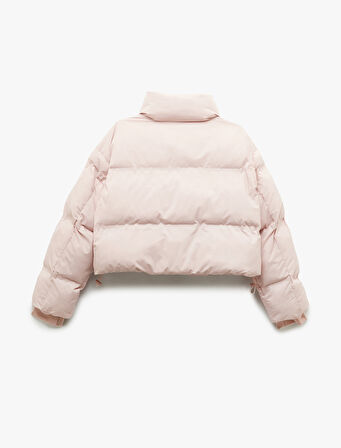 Dik Yaka Uzun Kollu Su İtici Crop Şişme Mont