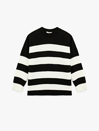 Uzun Kollu Bisiklet Yaka Triko Oversize Kazak