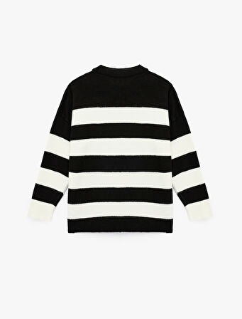 Uzun Kollu Bisiklet Yaka Triko Oversize Kazak