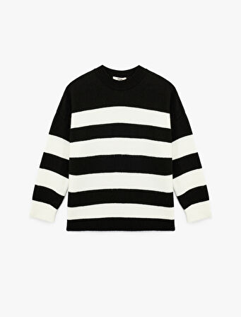 Uzun Kollu Bisiklet Yaka Triko Oversize Kazak