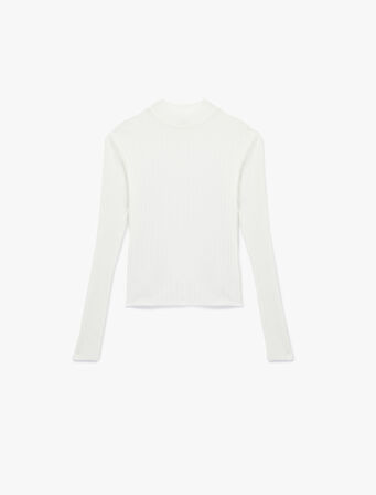 Uzun Kollu Dik Yaka Triko Kazak