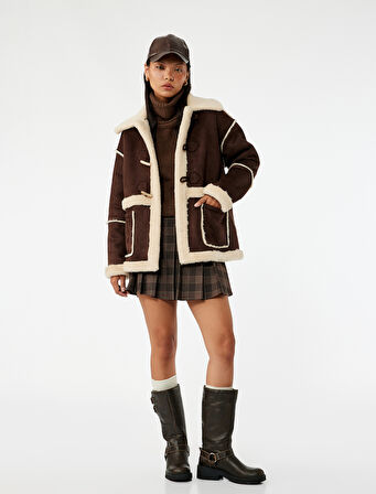 Bonded Kaban Süet Görünümlü Cep Detaylı Düğmeli İçi Suni Kürklü