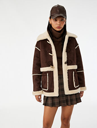 Bonded Kaban Süet Görünümlü Cep Detaylı Düğmeli İçi Suni Kürklü