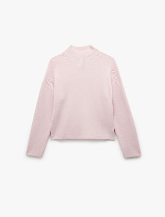 Dik Yaka Uzun Kollu Rahat Kalıp Basic Triko Kazak