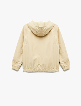 Uzun Kollu Fermuarlı Basic Kapşonlu Ceket