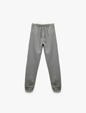 Ribanalı Beli Bağlamalı Cepli Şardonlu Basic Eşofman Altı