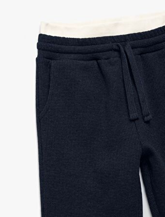 Ribanalı Beli Bağlamalı Cepli Şardonlu Basic Eşofman Altı