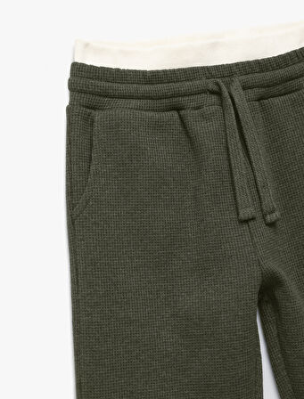 Ribanalı Beli Bağlamalı Cepli Şardonlu Basic Eşofman Altı