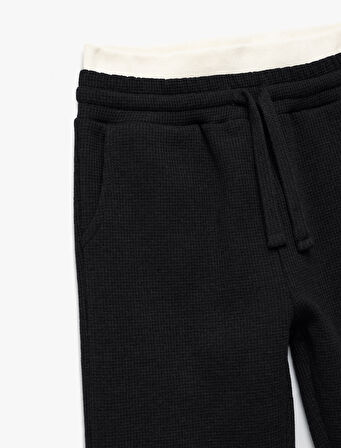 Ribanalı Beli Bağlamalı Cepli Şardonlu Basic Eşofman Altı