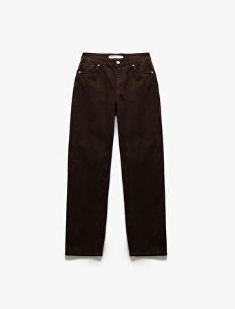 Bol Kalıp Geniş Paça Cepli Denim Pantolon - Loose Straight Fit Jean