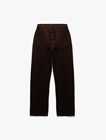 Bol Kalıp Geniş Paça Cepli Denim Pantolon - Loose Straight Fit Jean