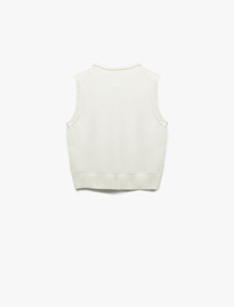 Kolsuz Bisiklet Yaka Düğmeli Triko Yelek