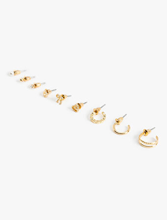 9'lu Çelik Halka ve Top Küpe Seti