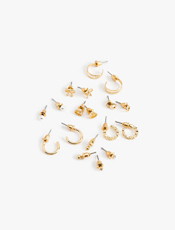 9'lu Çelik Halka ve Top Küpe Seti