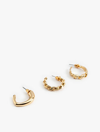 3'lü Çelik Halka Küpe Seti