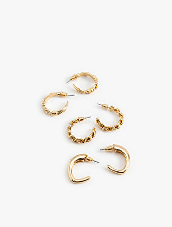 3'lü Çelik Halka Küpe Seti