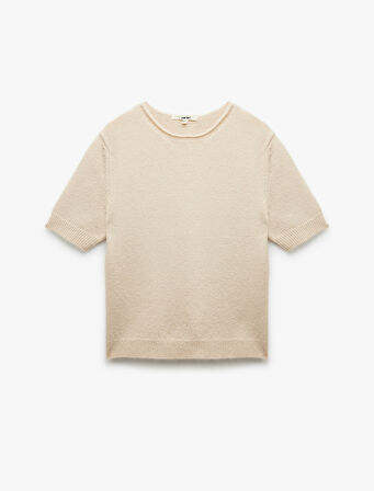 Bisiklet Yaka Kısa Kollu Triko Kazak