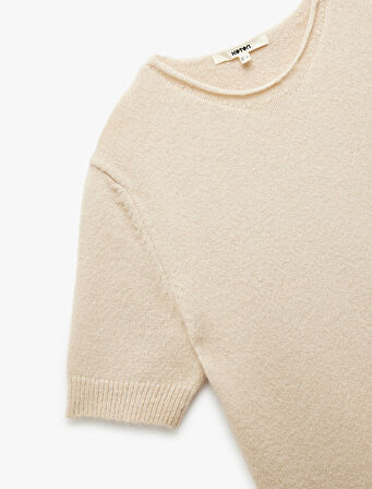 Bisiklet Yaka Kısa Kollu Triko Kazak