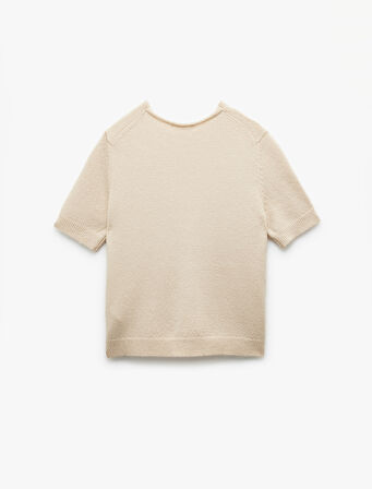 Bisiklet Yaka Kısa Kollu Triko Kazak