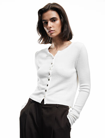 Uzun Kollu Bisiklet Yaka Triko Hırka