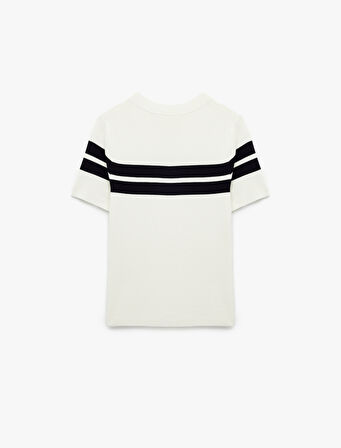 Viskon Kumaş Kısa Kollu Bisiklet Yaka Triko Sweatshirt