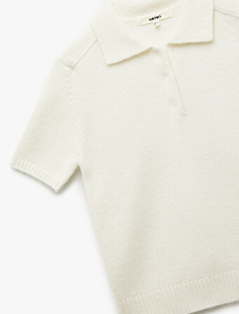 Kısa Kollu Düğmeli Polo Yaka Triko Kazak