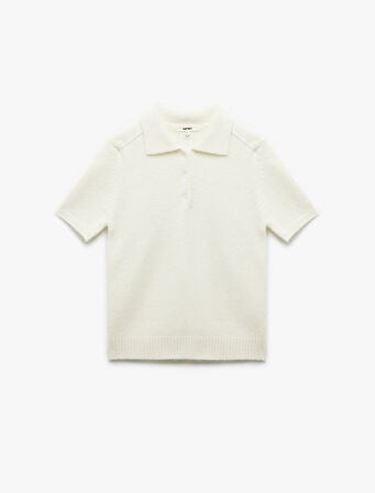 Kısa Kollu Düğmeli Polo Yaka Triko Kazak