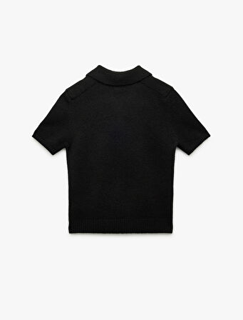 Kısa Kollu Düğmeli Polo Yaka Triko Kazak