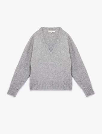 Uzun Kollu V Yaka Triko Kazak