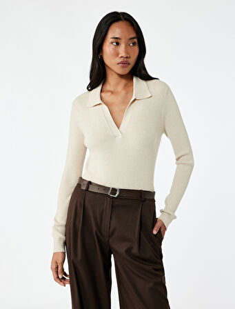 Uzun Kollu Polo Yaka Triko Kazak