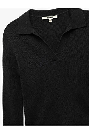 Koton Uzun Kollu Polo Yaka Triko Kadın Kazak 6WAK90122HT