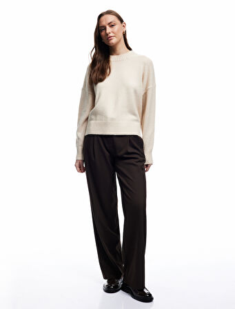 Uzun Kollu Bisiklet Yaka Triko Basic Kazak