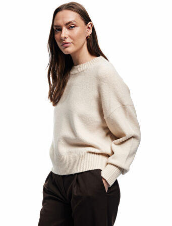 Uzun Kollu Bisiklet Yaka Triko Basic Kazak