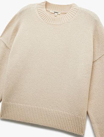 Uzun Kollu Bisiklet Yaka Triko Basic Kazak