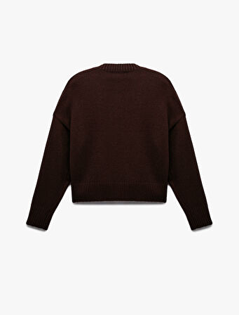 Uzun Kollu Bisiklet Yaka Triko Basic Kazak