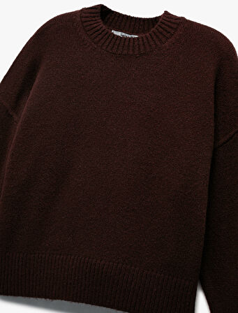 Uzun Kollu Bisiklet Yaka Triko Basic Kazak