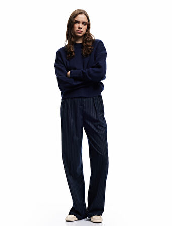 Uzun Kollu Bisiklet Yaka Triko Basic Kazak