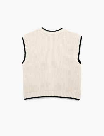 Saç Örgü Dokulu Kolsuz Biyeli Bisiklet Yaka Süveter