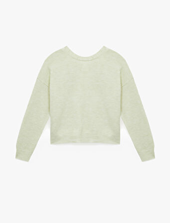 Uzun Kollu Bisiklet Yaka Arkası Fiyonk Detaylı Triko Kazak