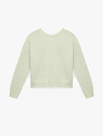 Uzun Kollu Bisiklet Yaka Arkası Fiyonk Detaylı Triko Kazak