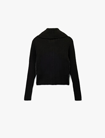 Slim Fit Uzun Kollu Dik Yaka Fermuarlı Suni Kürklü Hırka