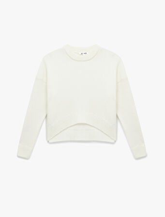 Uzun Kollu Bisiklet Yaka Asimetrik Kesim Triko Kazak