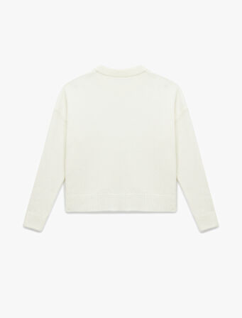 Uzun Kollu Bisiklet Yaka Asimetrik Kesim Triko Kazak