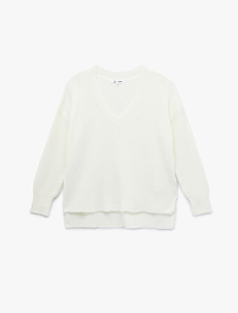 Uzun Kollu V Yaka Triko Kazak