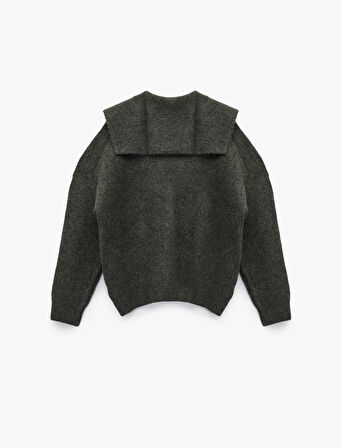 Rahat Kalıp Düğmeli Uzun Kollu Geniş V Yaka Triko Hırka